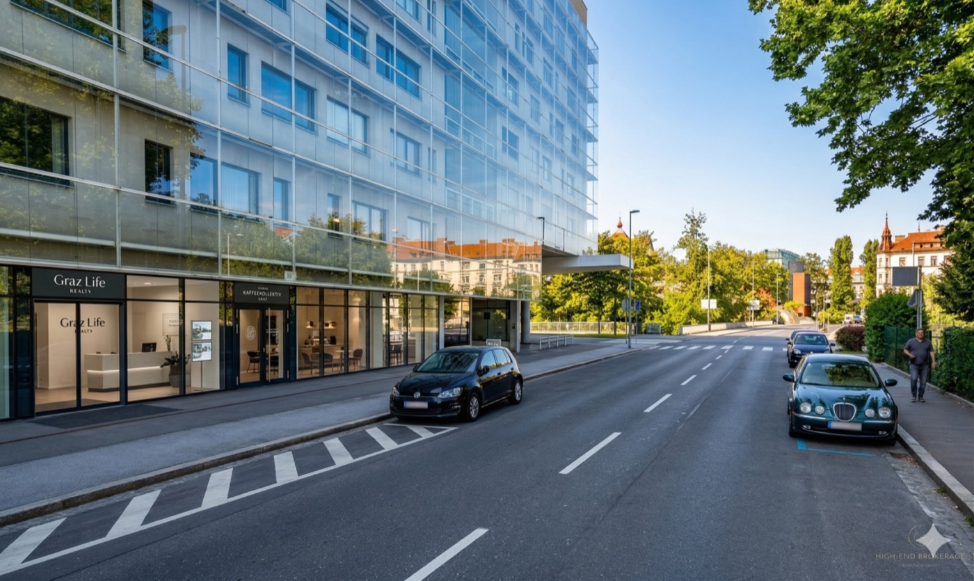 Repräsentatives Bürogebäude am Augarten in Graz – Moderne Architektur mit 40 Stellplätzen und flexiblen Nutzungsmöglichkeiten